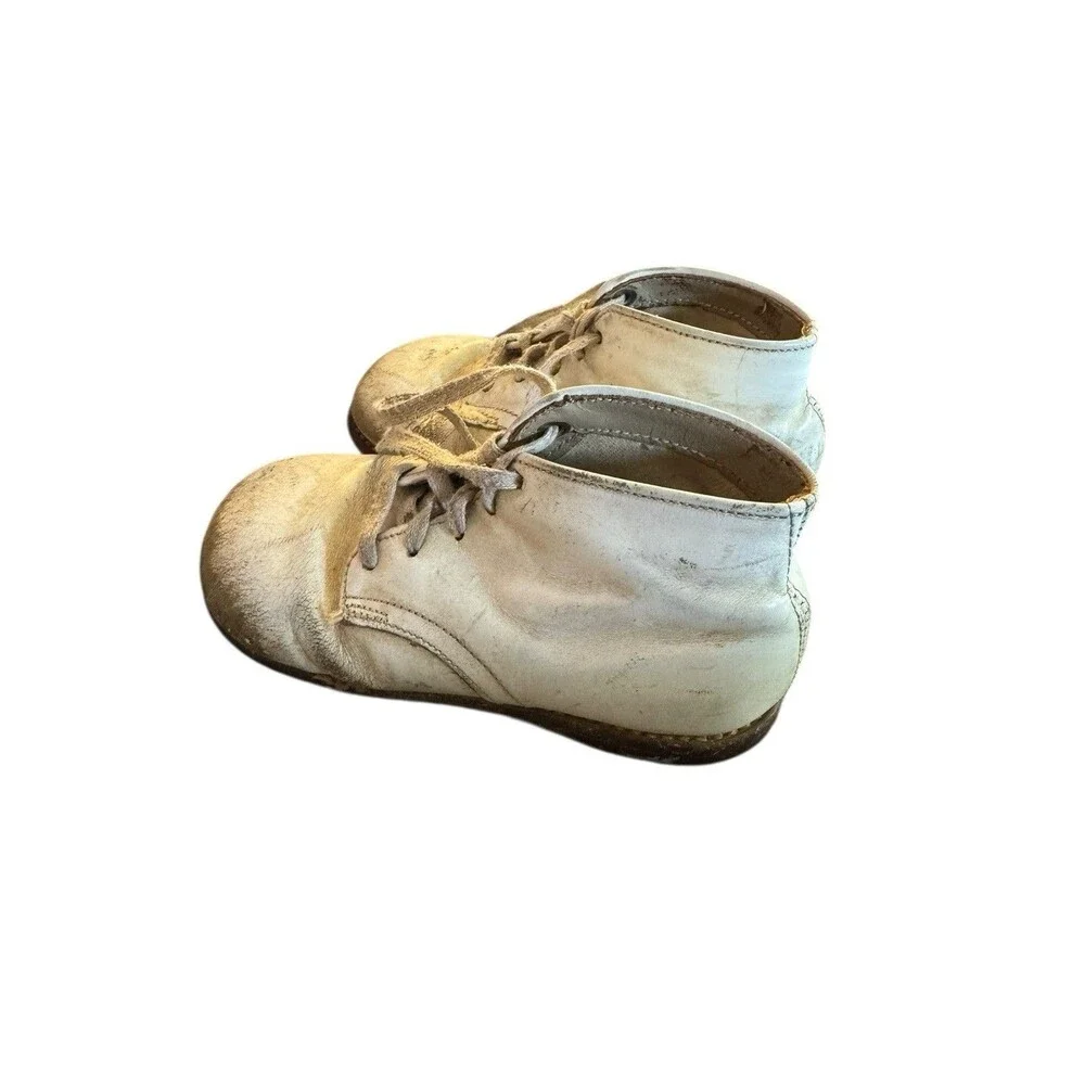Vintage White Cloth Antique Baby Slipper‎ Shoes
